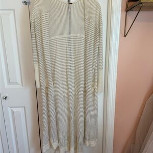 Free People Striped Cream Knit Duster